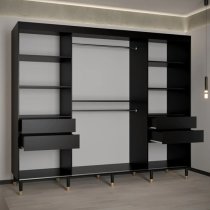 Adel Wooden Wardrobe With 3 Sliding Doors 250cm In Black