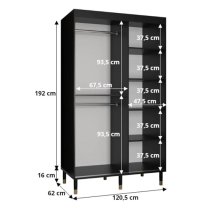 Adel I Wooden Wardrobe With 2 Sliding Doors 120cm In Black