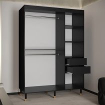 Adel I Wooden Wardrobe With 2 Sliding Doors 150cm In Black