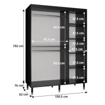 Adel I Wooden Wardrobe With 2 Sliding Doors 150cm In Black