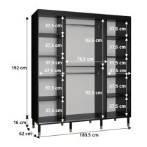 Adel I Wooden Wardrobe With 2 Sliding Doors 180cm In Black