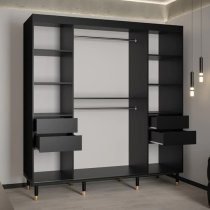 Adel I Wooden Wardrobe With 2 Sliding Doors 200cm In Black