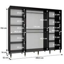 Adel I Wooden Wardrobe With 3 Sliding Doors 250cm In Black