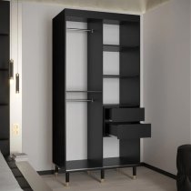 Adel II Mirrored Wardrobe With 2 Sliding Doors 100cm In Black