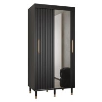 Adel II Mirrored Wardrobe With 2 Sliding Doors 100cm In Black