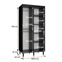 Adel II Mirrored Wardrobe With 2 Sliding Doors 100cm In Black