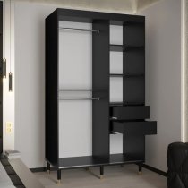 Adel II Mirrored Wardrobe With 2 Sliding Doors 120cm In Black