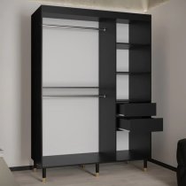 Adel II Mirrored Wardrobe With 2 Sliding Doors 150cm In Black