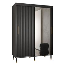 Adel II Mirrored Wardrobe With 2 Sliding Doors 150cm In Black