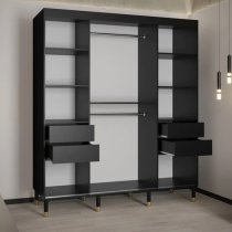 Adel II Mirrored Wardrobe With 2 Sliding Doors 180cm In Black