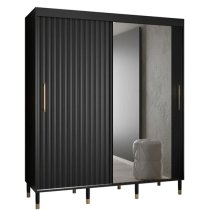 Adel II Mirrored Wardrobe With 2 Sliding Doors 180cm In Black