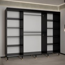 Adel II Mirrored Wardrobe With 3 Sliding Doors 250cm In Black