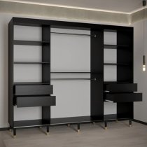 Adel II Mirrored Wardrobe With 3 Sliding Doors 250cm In Black