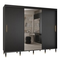 Adel II Mirrored Wardrobe With 3 Sliding Doors 250cm In Black