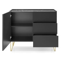 Helena Wooden Sideboard With 1 Door 3 Drawers In Black