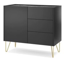 Helena Wooden Sideboard With 1 Door 3 Drawers In Black