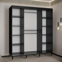 Metz Wooden Wardrobe With 2 Sliding Doors 180cm In Black