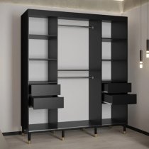 Metz Wooden Wardrobe With 2 Sliding Doors 180cm In Black