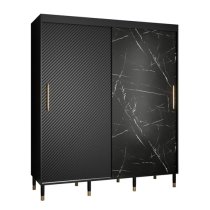 Metz Wooden Wardrobe With 2 Sliding Doors 180cm In Black