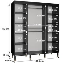 Metz Wooden Wardrobe With 2 Sliding Doors 180cm In Black