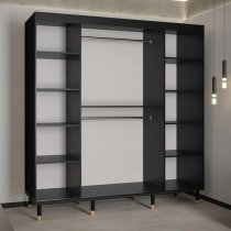 Metz Wooden Wardrobe With 2 Sliding Doors 200cm In Black