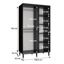 Metz I Wooden Wardrobe With 2 Sliding Doors 120cm In Black