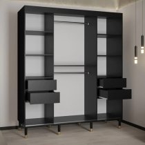 Metz I Wooden Wardrobe With 2 Sliding Doors 180cm In Black