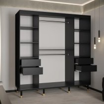 Metz I Wooden Wardrobe With 2 Sliding Doors 200cm In Black