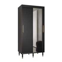 Metz II Mirrored Wardrobe With 2 Sliding Doors 100cm In Black