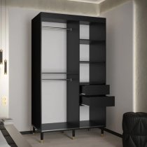 Metz II Mirrored Wardrobe With 2 Sliding Doors 120cm In Black