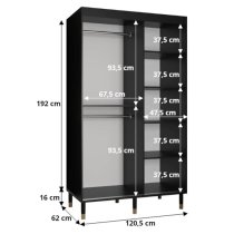 Metz II Mirrored Wardrobe With 2 Sliding Doors 120cm In Black