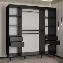 Metz II Mirrored Wardrobe With 2 Sliding Doors 200cm In Black