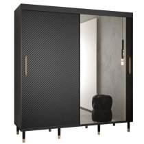 Metz II Mirrored Wardrobe With 2 Sliding Doors 200cm In Black