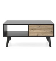 Waco Wooden Coffee Table 2 Drawers In Artisan Oak And Black