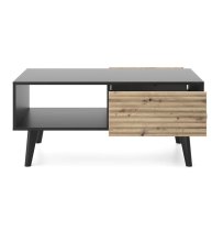 Waco Wooden Coffee Table 2 Drawers In Artisan Oak And Black