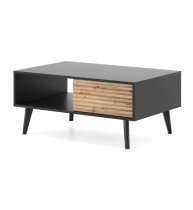 Waco Wooden Coffee Table 2 Drawers In Artisan Oak And Black