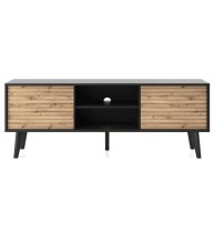 Waco Wooden TV Stand With 2 Doors In Artisan Oak And Black