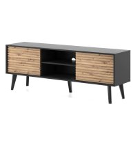 Waco Wooden TV Stand With 2 Doors In Artisan Oak And Black