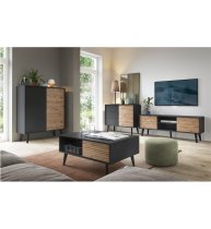 Waco Wooden TV Stand With 2 Doors In Artisan Oak And Black