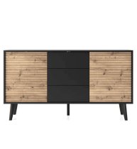 Waco Wooden Sideboard 2 Doors 3 Drawers In Artisan Oak And Black