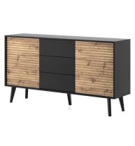 Waco Wooden Sideboard 2 Doors 3 Drawers In Artisan Oak And Black