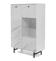 Venice Wooden Display Cabinet 2 Doors In White Marble Effect