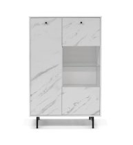 Venice Wooden Display Cabinet 2 Doors In White Marble Effect