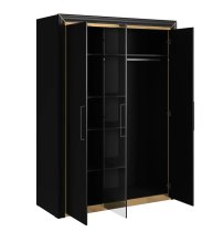 Allen Mirrored Wardrobe With 3 Hinged Doors In Black