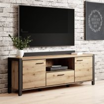 Aliso Wooden TV Stand With 2 Doors 1 Drawer In Taurus Oak