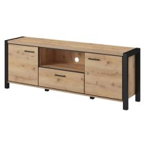 Aliso Wooden TV Stand With 2 Doors 1 Drawer In Taurus Oak