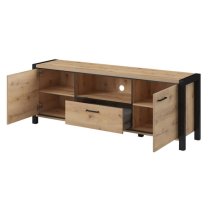 Aliso Wooden TV Stand With 2 Doors 1 Drawer In Taurus Oak