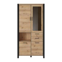 Aliso Wooden Display Cabinet Tall In Taurus Oak With LED