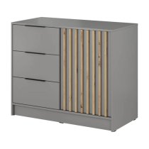 Newport Wooden Sideboard With 1 Door 3 Drawers In Grey