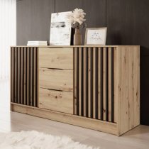 Newport Wooden Sideboard With 2 Doors 3 Drawers In Artisan Oak